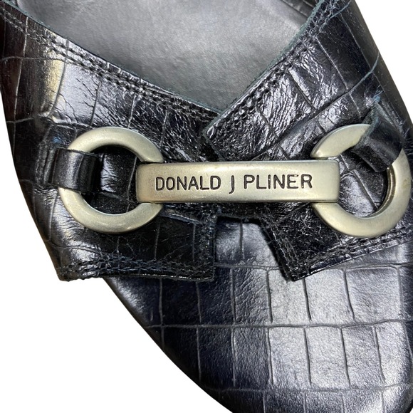 Donald J Pliner Couture‎ Black Leather Mules Kitten Heels Sandals Size 7N - Picture 10 of 14